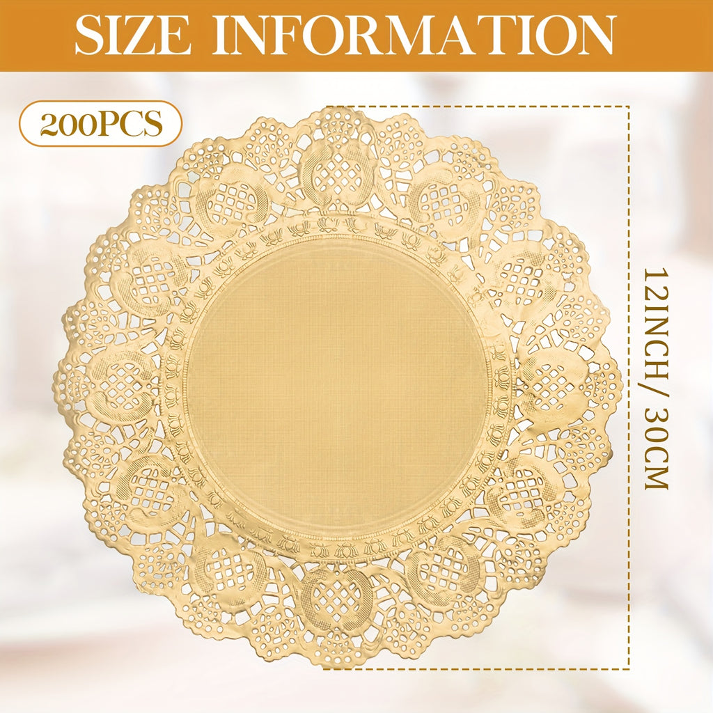 200 Piece Paper Doilies 12 Inch Lace Round Disposable Placemats for Dinner Plates Dessert Wedding Crafts Tableware