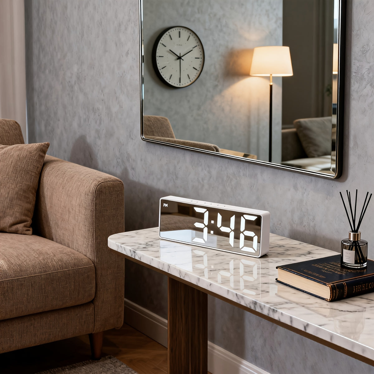 Contemporary LED Desk Clock with Temperature Display, Brightness Adjustment, Night Mode & Snooze – 12/24 Hour Digital Alarm Clock for Bedroom, Office & Nightstand