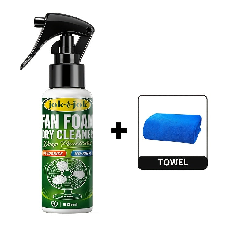 Fan Cleaning Spray Kit with Cleaning Towel 1.69oz – Deep Cleans Blades, Grilles & Motors, Removes Dust, Oil & Grime, Universal for Table, Floor, Ceiling & Tower Fans