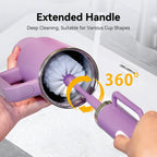 Electric Cup Scrubber 2-Speed IPX6 Waterproof – Type-C Rechargeable Bottle Brush Cleaner for 40oz Mugs, Tumblers & Water Bottles, Long Straw Brush & Wall Mount Storage, Kitchen Cleaning Tool