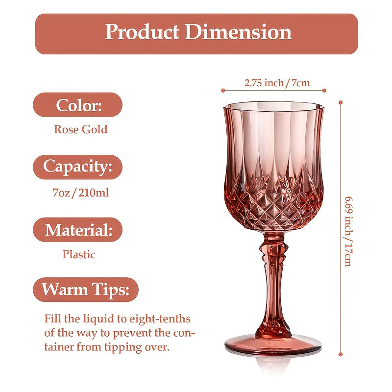 Plastic Vintage Wine Glasses Set of 24 – 7oz Unbreakable Crystal Highball Glasses for Wine, Champagne & Water | Reusable Wedding & Party Drinkware