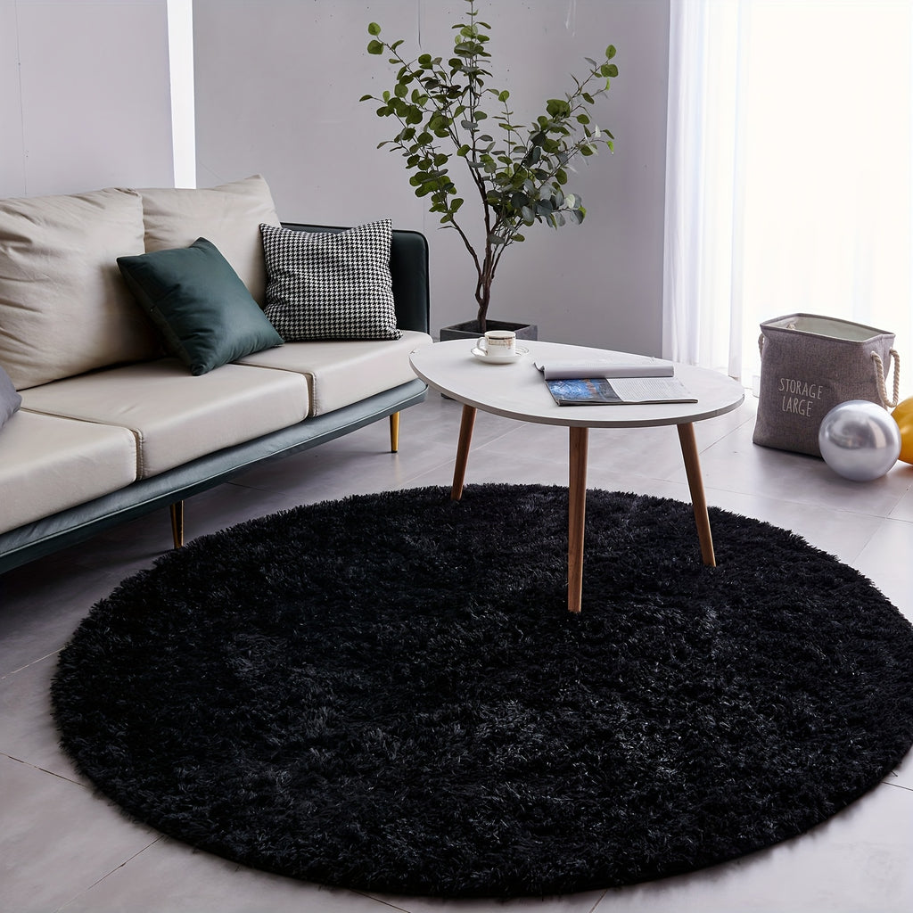 Round Shaggy Rug Soft Fluffy Plush Circular for Bedroom & Living Room – Easy Clean, Tie-Dye & Solid Colors, 3 Sizes 4x4 5x5 6x6ft