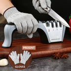 4-in-1 Manual Knife Sharpener with 4 Sharpening Stages – Sharpen, Hone & Polish Paring Knives, Kitchen Knives & Scissors | No Electricity Required