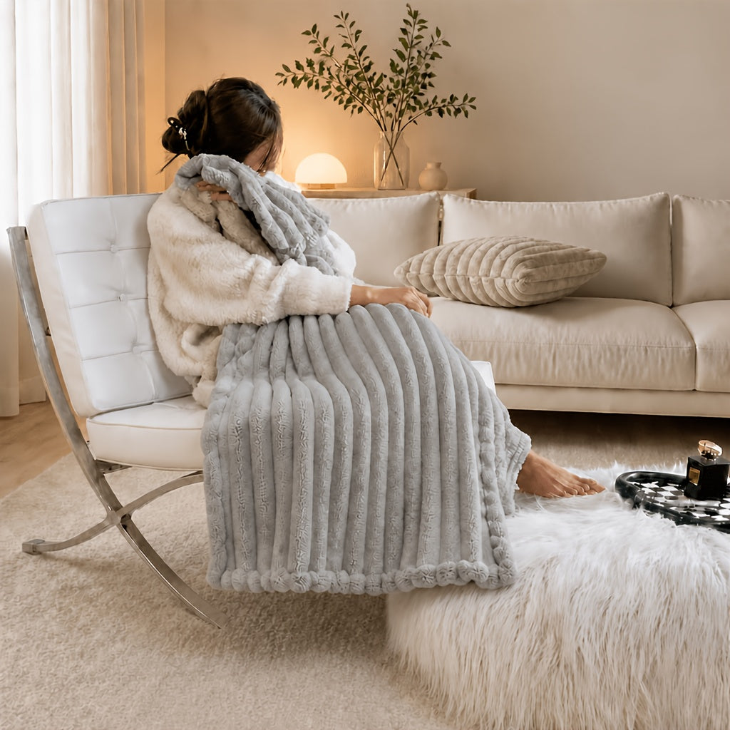 Soft Plush Throw Blanket – Thick Warm Fuzzy Cozy Blanket for Couch, Bed, Office & Travel | 4 Sizes, 4 Colors | Great for Gifts & Room Decor