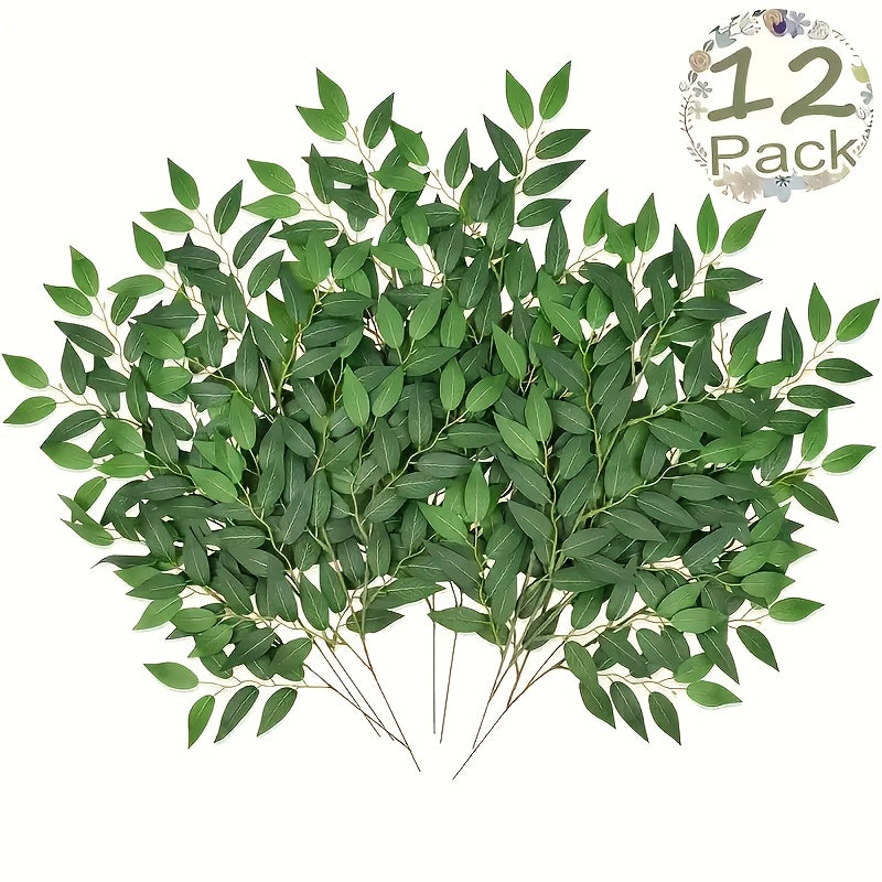 Artificial Bougainvillea Vine Green Leaves 12pcs Faux Italian Ivy for Hanging Wreaths Wedding Arches Bouquet Fillers Table Centerpieces Spring Home Seasonal Decor