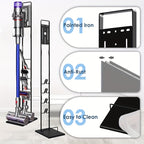 Vacuum Stand Holder Universal Storage Rack for Cordless Cleaners V6-V15 – Heavy Duty Metal Base, Trigger Lock Clamp, Wall Mountable, Accessories Organizer, Space-Saving Docking Station