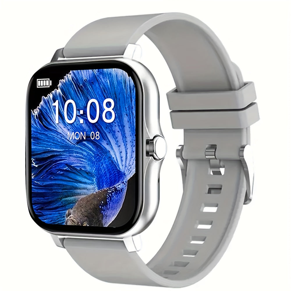 Large Screen Smartwatch with HD Voice Call, Multiple Sports Modes, Sleep Detection & Customizable Watch Faces – Compatible with Android & iPhone, Silicone Band