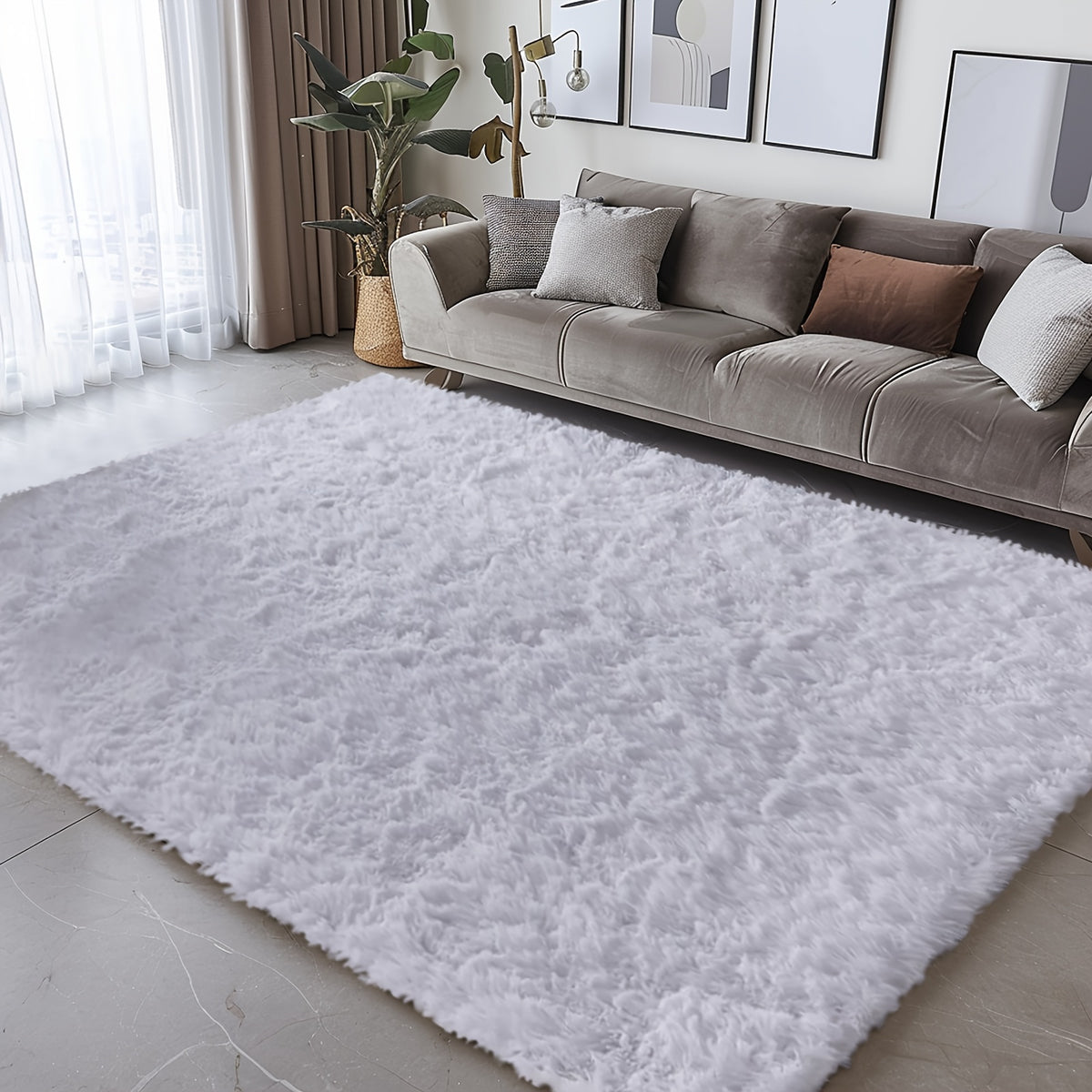 Velvet Shag Area Rug with Non-Slip Backing – Super Soft Plush Indoor Carpet for Living Room, Bedroom & Kitchen, Tie-Dye & Solid Colors, 5 Sizes