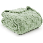 Checkered Fleece Throw Blanket Ultra Soft Cozy Shaggy Jacquard for Couch Bed Bedroom All Season Machine Washable Twin Full Queen
