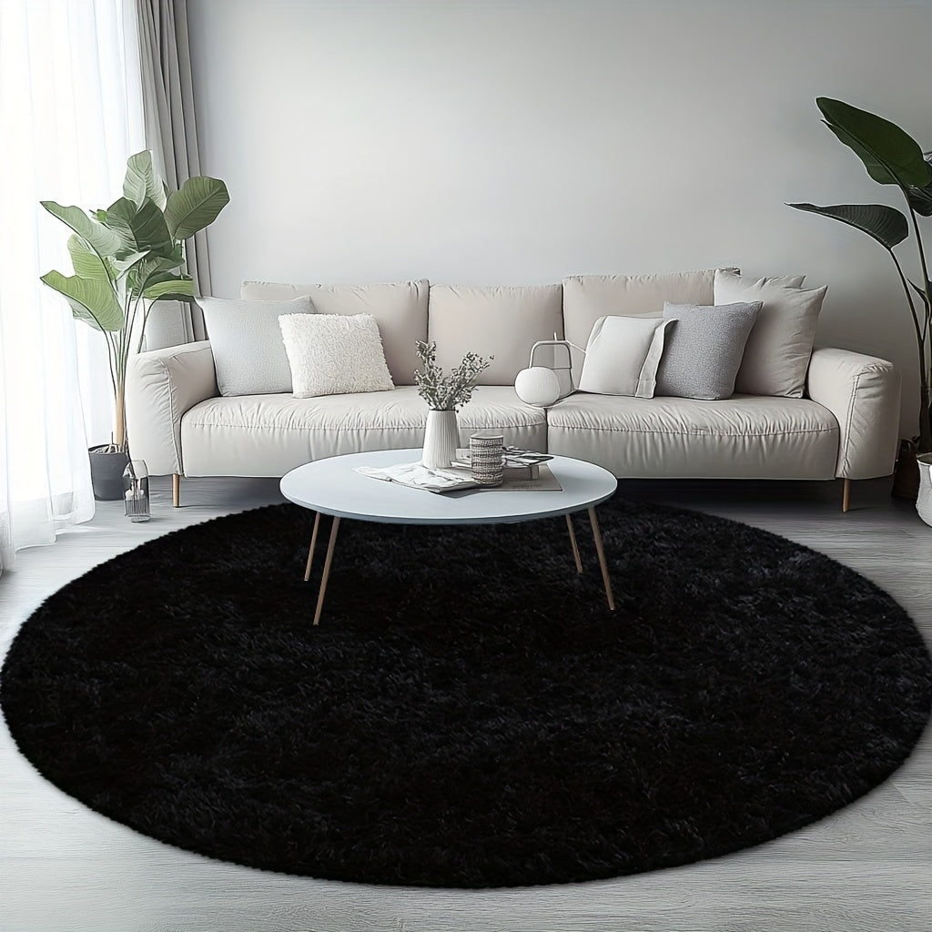 Round Shaggy Rug Soft Fluffy Plush Circular for Bedroom & Living Room – Easy Clean, Tie-Dye & Solid Colors, 3 Sizes 4x4 5x5 6x6ft