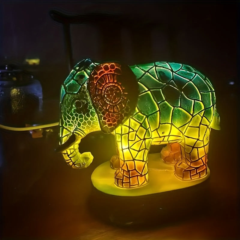 3D Elephant Night Light Retro Bohemian Animal Lamp, USB Powered Desk & Bedside Light – Home Decor Gift for Elephant Lovers