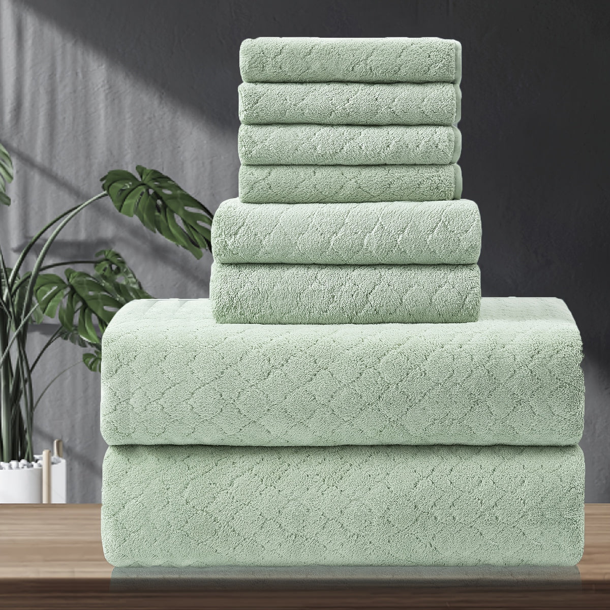 8 Piece Bath Towel Set Oversized – 2 Extra Large Bath Sheets, 2 Hand Towels, 4 Washcloths – Soft, Highly Absorbent, Quick Dry Shower Towels for Bathroom, Hotel, Spa & Beach