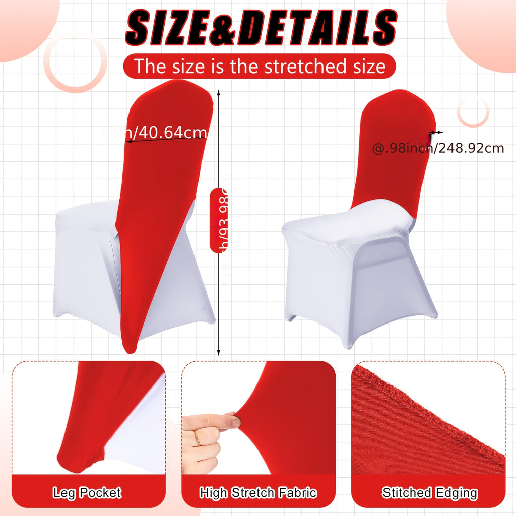 Spandex Chair Cap Covers, Set of 20 – Stretch Chair Hood Sash Hat Bands for Wedding, Banquet & Party (Red)