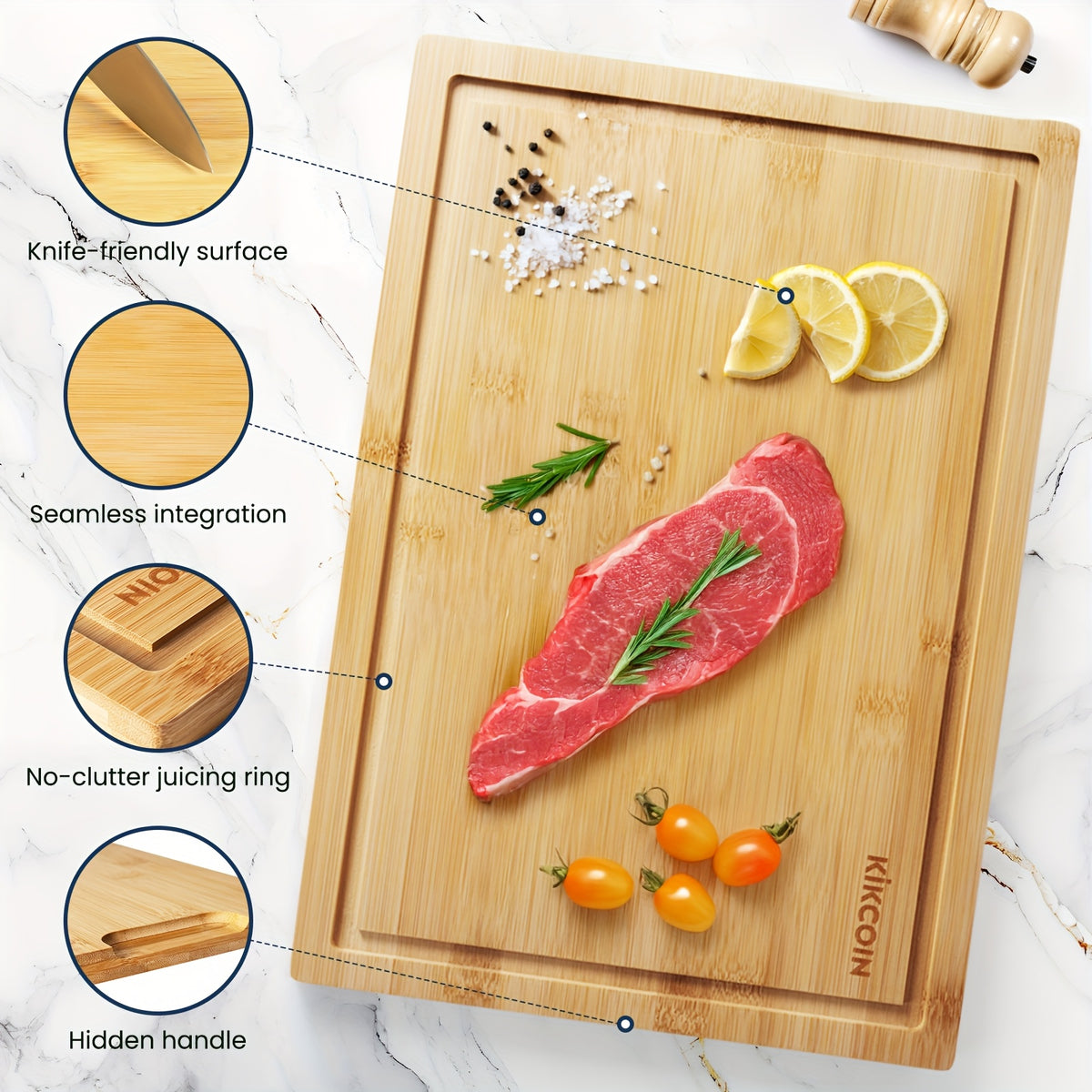 Bamboo Cutting Board Set with Storage Rack and Juice Groove - Kitchen Chopping Boards for Vegetables, Meat, Fruit, Bread & Cheese, Eco Friendly Bamboo Kitchen Board Gift