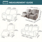Jacquard Stretch Recliner Sofa Cover – Big Leaves Pattern, 1/2/3 Seater & Loveseat with Console, Winter Insulation Soft Washable, 6 Colors