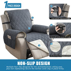 Quilted Recliner Sofa Cover Anti-Slip Wear-Resistant 4-Layer Fabric Dual Side Pockets Machine Washable Pet Home Bedroom Living Room 10 Colors 2 Sizes