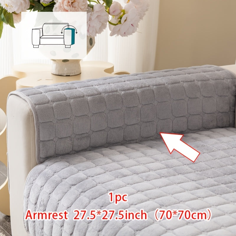 Short Plush Sofa Cover Soft Thick Pet Friendly All Season Sofa Protector Machine Washable for 1 2 3 4 Seater Living Room Bedroom Office Winter