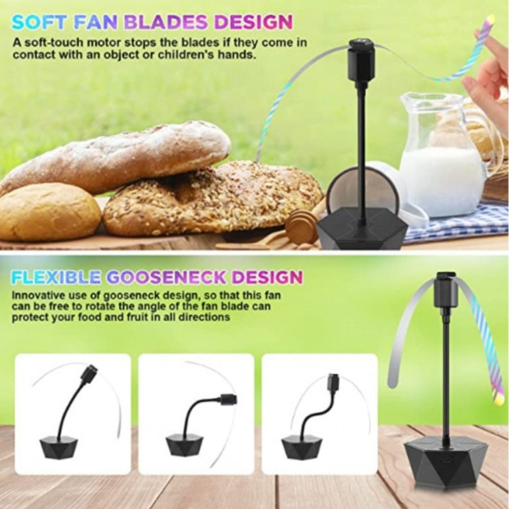 Holographic Blade Table Fly Fan – Silent 360° Rotating Fly Repellent Fan for Outdoor & Indoor Use | Picnics, BBQ, Parties, Restaurants & Kitchens | 2-Pack or 4-Pack