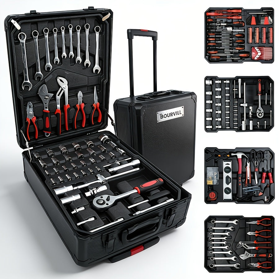 52-Piece Professional Tool Set Toolbox – Multi-Function Portable Home & Car Repair Kit for Enthusiasts and Professionals, Gift for Men, White Black Red