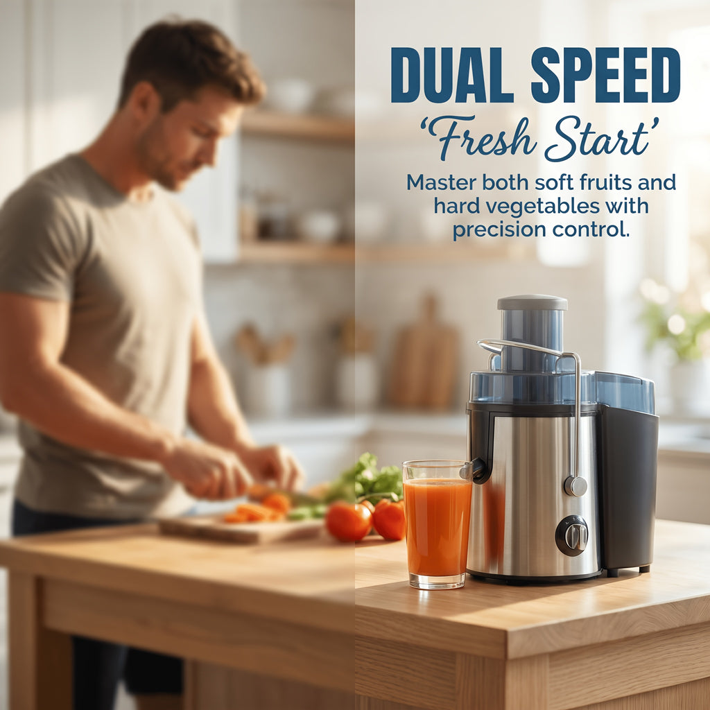 Centrifugal Juicer Machine 2-Speed Wide 3-Inch Feed Chute 54oz Pulp Container Easy to Clean Fruit Vegetable Juice Extractor
