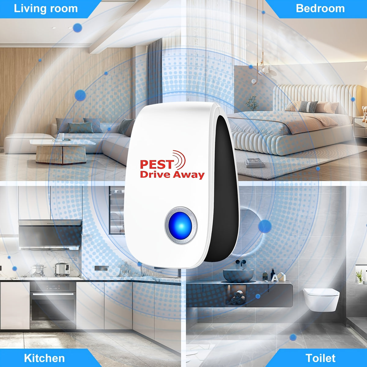 Ultrasonic Pest Control Device 2026 Upgraded Plug-In Repeller for Mosquitoes Mice Cockroaches Ants Spiders Fleas Chemical-Free Indoor Pest Repellent for Home Kitchen Office 4 6 8 Pack