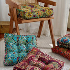 Moroccan Boho Meditation Floor Cushion Pad Thick Soft 100 Percent Linen Cover Bohemian Style for Living Room Bedroom Dining Room Office