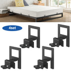 Non-Slip Mattress Gripper Brackets 4 Sets Adjustable Heavy Duty Anti-Slide Holder Clips with Screws for Metal Bed Frames Stops Mattress Sliding Black