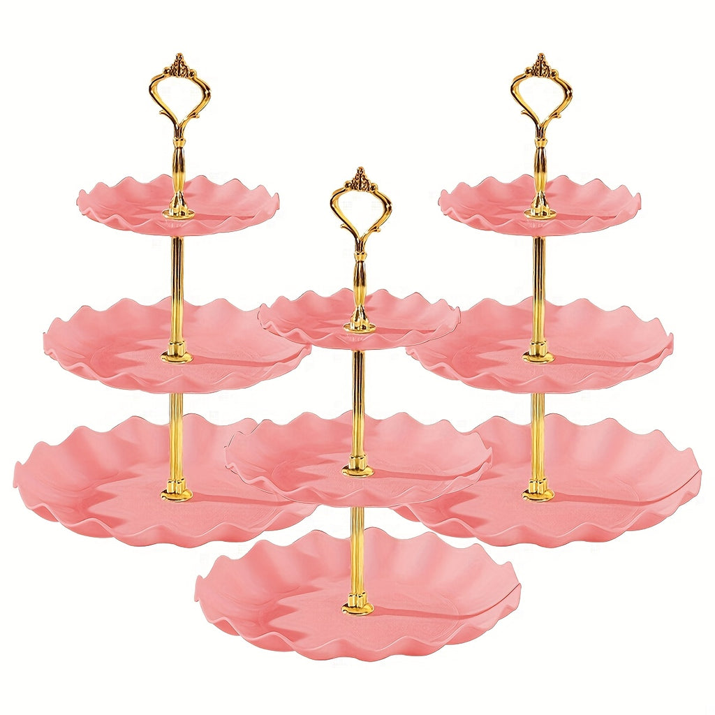 European-Style Plastic Tiered Cake Stand for Parties – 1 or 3-Piece White Dessert Display for Cupcakes, Fruit & Sweets, Birthdays, Weddings & Graduations