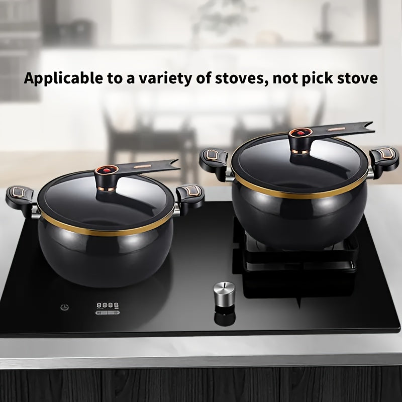 Non-Stick Stockpot 8.45QT with Twist Lock Handle – Large 2.11 Gallon Soup & Stew Pot Compatible with Induction Cooker, Gas & Electric Stovetop