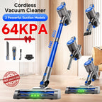 Cordless Vacuum Cleaner 54-64 KPA Lightweight with Anti-Tangle Brush, Removable Battery & Green LED – 45-Min Runtime for Carpet, Pet Hair, Hardwood Floors & Car Detailing