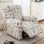 Recliner Slipcover Set of 4 with Side Pocket, Extra Large Jacquard Stretch Furniture Protector Cover, Elastic Band Closure, 92% Polyester All-Season Recliner Chair Cover for Living Room, 10 Patterns