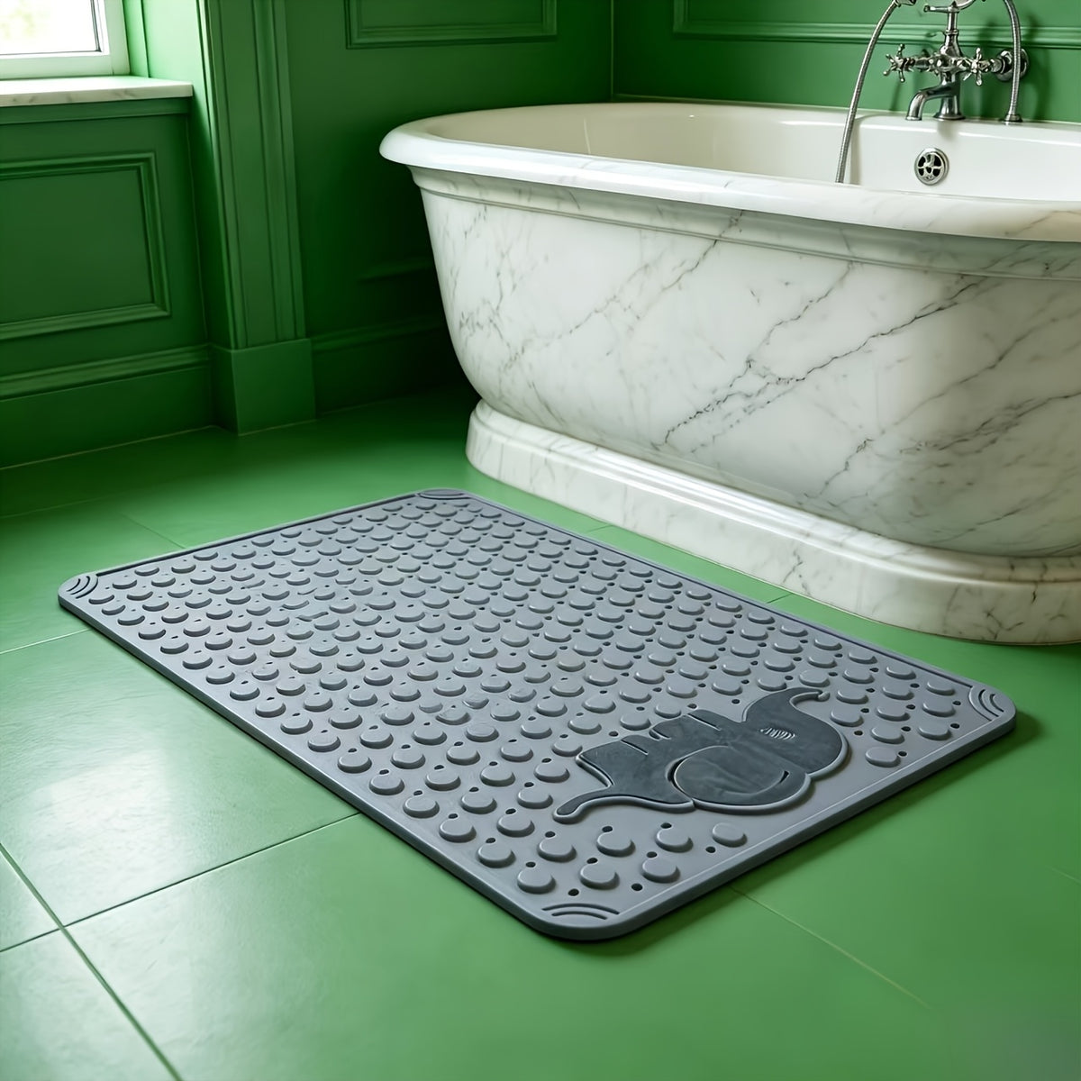 Non-Slip Bath Mat with Massage Buttons - Anti-Slip PVC Shower & Bathtub Safety Pad, 0.35" Thick, Polka Dot Pattern, Rectangular Bathroom Mat for Shower, Tub & Wet Floors - 6 Colors