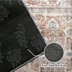 Vintage Persian Area Rug Bohemian Machine Washable Thick Pile Non-Shedding Polypropylene – Living Room Bedroom Office Boho Carpet, Multiple Sizes