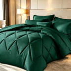 Diamond Pattern Quilt Bedding Set with Pillowcases 2/3 Piece – Soft Breathable Lightweight Comforter Twin Queen King 30+ Colors