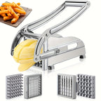French Fry Cutter with 36 & 64 Hole Blades - Stainless Steel Potato Chipper Manual Slicer Dicer for Homemade Fries, Chips & Vegetables