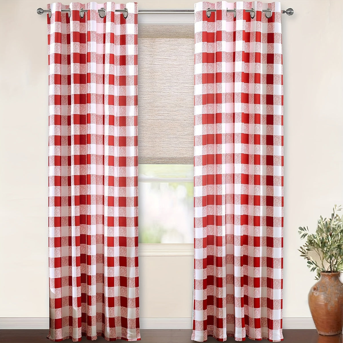 Buffalo Plaid Blackout Curtains Farmhouse Thermal Insulated Drapes | Room Darkening Window Panels for Bedroom Dining Room, 9 Colors 14 Sizes, Single or 2-Panel Set