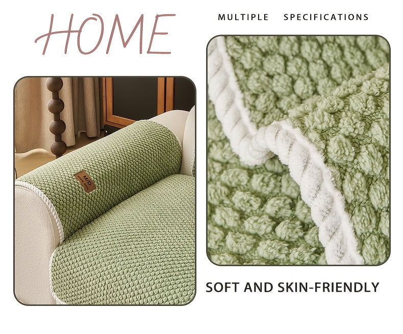 Bohemian Plush Sofa Cover with Cushion Pad Machine Washable Pet Friendly for Cats & Dogs – Fits Single Double Triple Quad Sofas, Warm Cozy Boho Home Decor Couch Protector