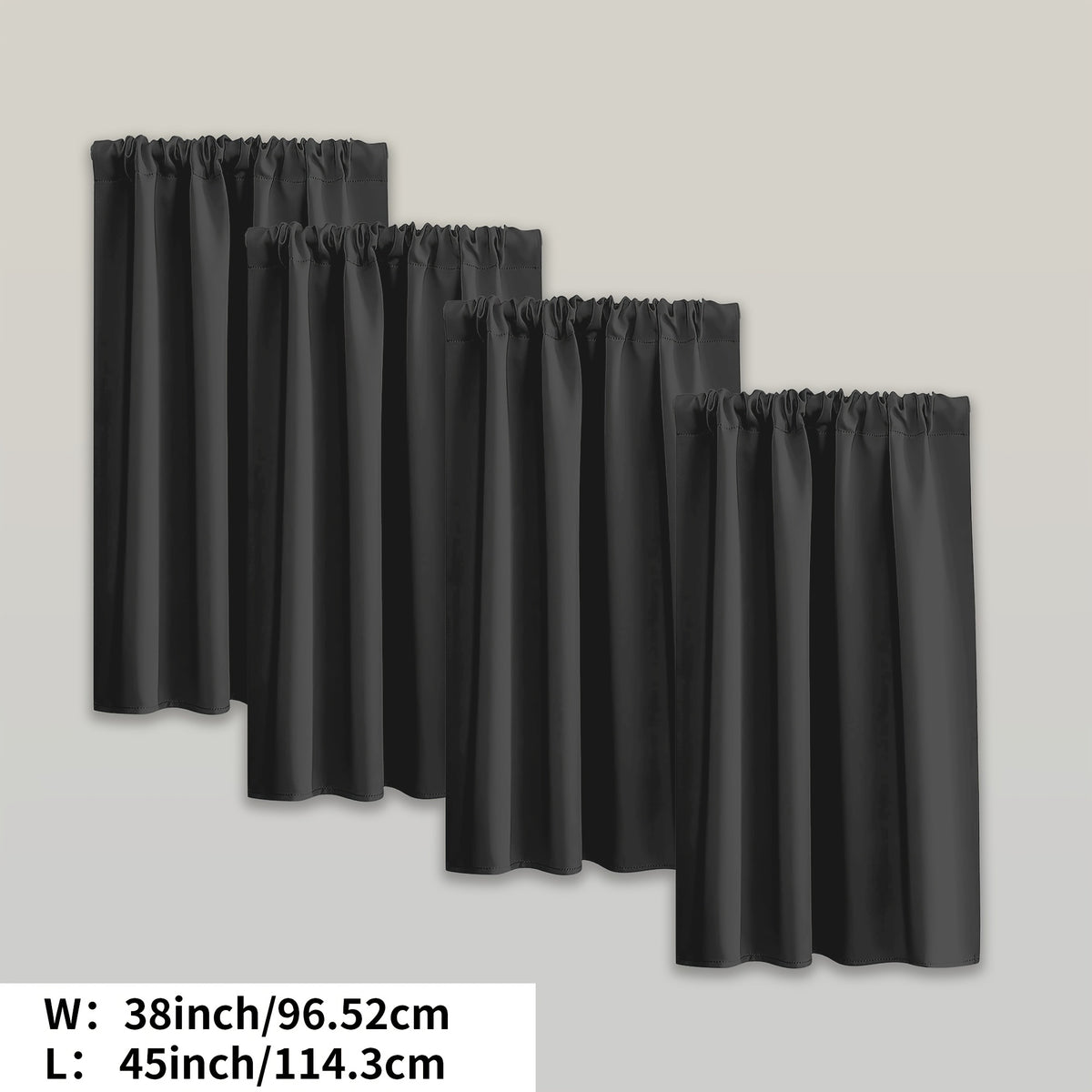 Blackout Curtains Rod Pocket 4 Panels - Thermal Insulated Room Darkening Noise Reducing Matte Drapes for Bedroom Living Room Office, 9 Colors 11 Sizes