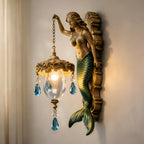 Mermaid Wall Night Light Battery Powered Wireless - Vintage Soft Glow LED Wall Lamp with Elegant Tail Design for Bedroom, Kids Room & Fantasy Decor, Plug-Free Wall Sconce Gift
