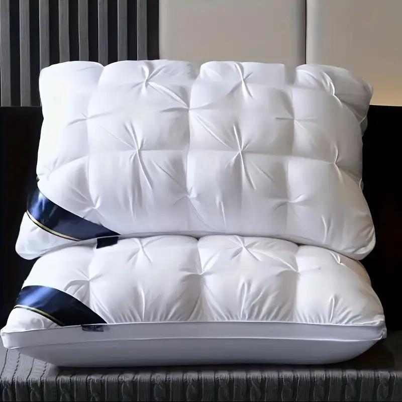 Hotel Quality Bed Pillows - Luxury Soft Polyester Fiber Satin Cover, Deep Sleep Neck Support No-Collapse, Zipper Closure Machine Washable, All-Season, 1/2/3/4-Pack White & Gray