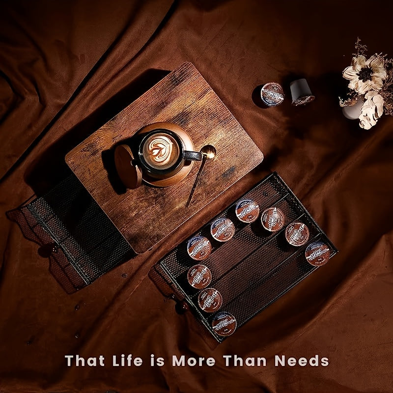2-Tier K-Cup Coffee Pod Holder Stand | 48 Capsule Wood & Iron Coffee Station Organizer Space Saving Rack