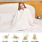 Geometric Pattern Throw Blanket Soft Fluffy Cozy Warm 3D Design Blanket for Couch Sofa Bed Camping Travel Lightweight Flannel Blanket White Blue Grey Multiple Sizes