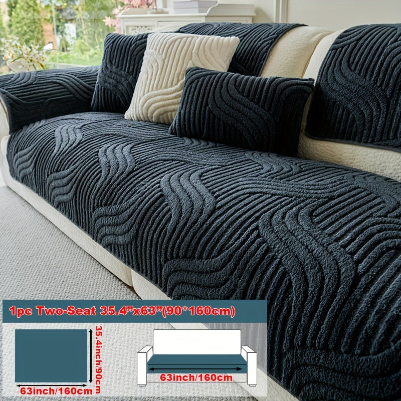 Plush Non-Slip Sofa Cover – Modern Luxurious Pet-Friendly Stretch Couch Protector for Living Room, Bedroom & Office, Soft Polyester Fabric, Breathable & Stylish, Machine Washable, No Print, 4 Sizes