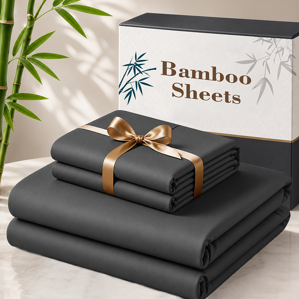 Cooling Bamboo Bed Sheet Set 3 4 Piece 3000TC - Extra Deep Pocket 20 Inch Soft Hotel Quality Wrinkle Resistant Twin Full Queen King Hot Sleepers