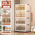 29.2" Wide Extra Large Collapsible Storage Cabinet 4/5-Tier – Stackable Plastic Bins with Lids & Wheels, Foldable Organizer System for Closet, Bathroom, Home, Office & Dorm