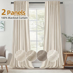 Back Tab Blackout Curtains 2 or 4 Panels – 100% Light Blocking Thermal Insulated Window Drapes for Living Room, Bedroom & Office, 50"W Multiple Lengths, 9 Colors
