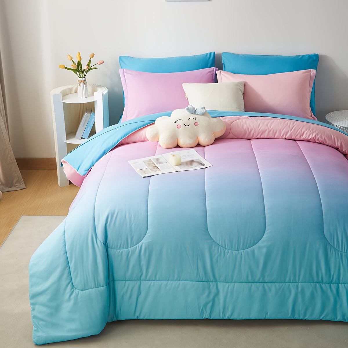 Rainbow Comforter Set – 5/7-Piece Bed in a Bag | Hypoallergenic, All-Season | Twin to King