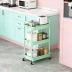 3/4-Tier Rolling Storage Cart with Drawers – Plastic Organizer with Lockable Wheels, Cup Holder & Hooks | Kitchen, Bathroom, Bedroom & Laundry Room