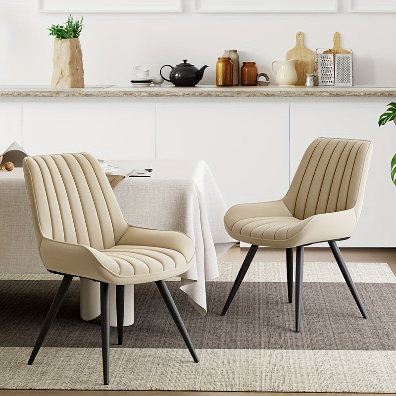 Modern Upholstered Dining Chairs Set of 2 or 4 – Thick Cushion Fabric Side Chairs with Metal Legs | Kitchen, Dining Room, Office & Bar