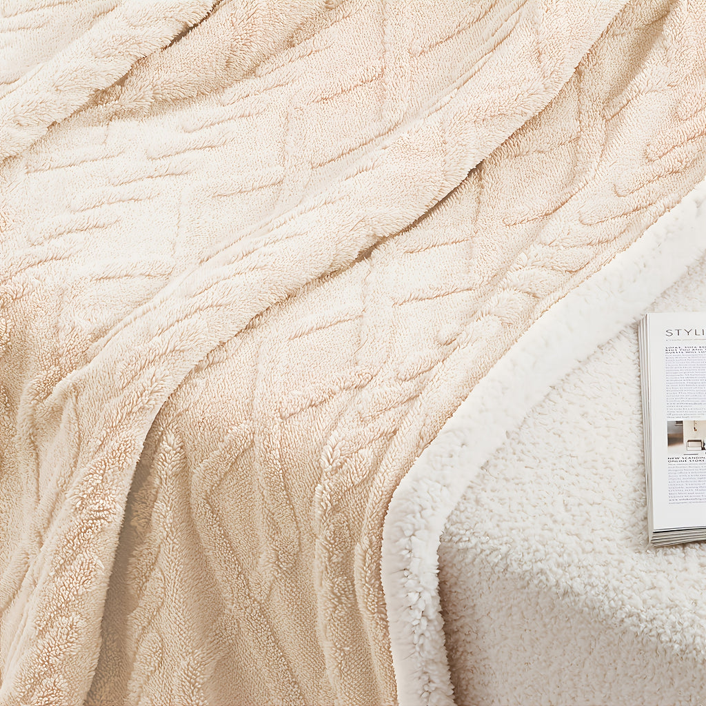 Tufted Sherpa Throw Blanket – Soft Plush Blanket in 4 Colors & 4 Sizes, Machine Washable, for Sofa Bed Couch Living Room & Garden